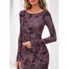 image:imagePRETTYGARDEN Womens Floral Bodycon Maxi Dress 2026 Spring Elegant Mesh Long Sleeve Formal Wedding Guest Cocktail DressesStyle2dark Purple Red