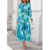 image:imagePRETTYGARDEN Womens Floral Maxi Dress 2026 Fall Long Sleeve V Neck A Line Long Flowy Spring Party Boho DressesBlue