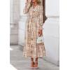 image:imagePRETTYGARDEN Womens Floral Maxi Dress 2026 Fall Long Sleeve V Neck A Line Long Flowy Spring Party Boho DressesFloral Khaki