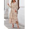 image:imagePRETTYGARDEN Womens Floral Maxi Dress 2026 Fall Long Sleeve V Neck A Line Long Flowy Spring Party Boho DressesFloral Khaki