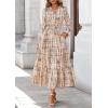 image:imagePRETTYGARDEN Womens Floral Maxi Dress 2026 Fall Long Sleeve V Neck A Line Long Flowy Spring Party Boho DressesFloral Khaki