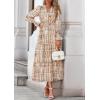image:imagePRETTYGARDEN Womens Floral Maxi Dress 2026 Fall Long Sleeve V Neck A Line Long Flowy Spring Party Boho DressesFloral Khaki