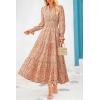 image:imagePRETTYGARDEN Womens Floral Maxi Dress 2026 Fall Long Sleeve V Neck A Line Long Flowy Spring Party Boho DressesFloral Orange
