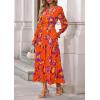image:imagePRETTYGARDEN Womens Floral Maxi Dress 2026 Fall Long Sleeve V Neck A Line Long Flowy Spring Party Boho DressesFloral Orange Purple