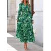 image:imagePRETTYGARDEN Womens Floral Maxi Dress 2026 Fall Long Sleeve V Neck A Line Long Flowy Spring Party Boho DressesGreen
