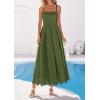 image:imagePRETTYGARDEN Womens Sleeveless Maxi Summer Dresses 2026 Hollow Out Eyelet Square Neck Ruffle Flowy Beach Vacation SundressArmy Green