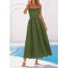 image:imagePRETTYGARDEN Womens Sleeveless Maxi Summer Dresses 2026 Hollow Out Eyelet Square Neck Ruffle Flowy Beach Vacation SundressArmy Green