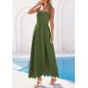 image:imagePRETTYGARDEN Womens Sleeveless Maxi Summer Dresses 2026 Hollow Out Eyelet Square Neck Ruffle Flowy Beach Vacation SundressArmy Green