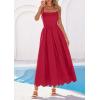 image:imagePRETTYGARDEN Womens Sleeveless Maxi Summer Dresses 2026 Hollow Out Eyelet Square Neck Ruffle Flowy Beach Vacation SundressRed