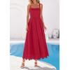 image:imagePRETTYGARDEN Womens Sleeveless Maxi Summer Dresses 2026 Hollow Out Eyelet Square Neck Ruffle Flowy Beach Vacation SundressRed