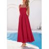 image:imagePRETTYGARDEN Womens Sleeveless Maxi Summer Dresses 2026 Hollow Out Eyelet Square Neck Ruffle Flowy Beach Vacation SundressRed