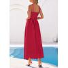 image:imagePRETTYGARDEN Womens Sleeveless Maxi Summer Dresses 2026 Hollow Out Eyelet Square Neck Ruffle Flowy Beach Vacation SundressRed