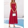 image:imagePRETTYGARDEN Womens Sleeveless Maxi Summer Dresses 2026 Hollow Out Eyelet Square Neck Ruffle Flowy Beach Vacation SundressRed
