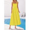 image:imagePRETTYGARDEN Womens Sleeveless Maxi Summer Dresses 2026 Hollow Out Eyelet Square Neck Ruffle Flowy Beach Vacation SundressYellow