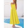 image:imagePRETTYGARDEN Womens Sleeveless Maxi Summer Dresses 2026 Hollow Out Eyelet Square Neck Ruffle Flowy Beach Vacation SundressYellow