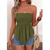 image:imagePRETTYGARDEN Womens Strapless Smocked Tube Tops Summer 2026 Trendy Flowy Peplum Bandeau Shirts Going Out Date Spring ClothesArmy Green