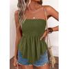 image:imagePRETTYGARDEN Womens Strapless Smocked Tube Tops Summer 2026 Trendy Flowy Peplum Bandeau Shirts Going Out Date Spring ClothesArmy Green