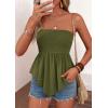 image:imagePRETTYGARDEN Womens Strapless Smocked Tube Tops Summer 2026 Trendy Flowy Peplum Bandeau Shirts Going Out Date Spring ClothesArmy Green