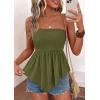 image:imagePRETTYGARDEN Womens Strapless Smocked Tube Tops Summer 2026 Trendy Flowy Peplum Bandeau Shirts Going Out Date Spring ClothesArmy Green