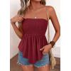 image:imagePRETTYGARDEN Womens Strapless Smocked Tube Tops Summer 2026 Trendy Flowy Peplum Bandeau Shirts Going Out Date Spring ClothesBurgundy