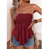image:imagePRETTYGARDEN Womens Strapless Smocked Tube Tops Summer 2026 Trendy Flowy Peplum Bandeau Shirts Going Out Date Spring ClothesBurgundy