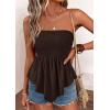 image:imagePRETTYGARDEN Womens Strapless Smocked Tube Tops Summer 2026 Trendy Flowy Peplum Bandeau Shirts Going Out Date Spring ClothesDark Brown
