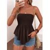 image:imagePRETTYGARDEN Womens Strapless Smocked Tube Tops Summer 2026 Trendy Flowy Peplum Bandeau Shirts Going Out Date Spring ClothesDark Brown