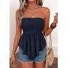 image:imagePRETTYGARDEN Womens Strapless Smocked Tube Tops Summer 2026 Trendy Flowy Peplum Bandeau Shirts Going Out Date Spring ClothesDark Royal Blue