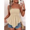 image:imagePRETTYGARDEN Womens Strapless Smocked Tube Tops Summer 2026 Trendy Flowy Peplum Bandeau Shirts Going Out Date Spring ClothesLight Khaki