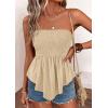 image:imagePRETTYGARDEN Womens Strapless Smocked Tube Tops Summer 2026 Trendy Flowy Peplum Bandeau Shirts Going Out Date Spring ClothesLight Khaki