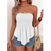 image:imagePRETTYGARDEN Womens Strapless Smocked Tube Tops Summer 2026 Trendy Flowy Peplum Bandeau Shirts Going Out Date Spring ClothesWhite