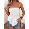 image:imagePRETTYGARDEN Womens Strapless Smocked Tube Tops Summer 2026 Trendy Flowy Peplum Bandeau Shirts Going Out Date Spring ClothesWhite