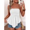 image:imagePRETTYGARDEN Womens Strapless Smocked Tube Tops Summer 2026 Trendy Flowy Peplum Bandeau Shirts Going Out Date Spring ClothesWhite