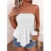 image:imagePRETTYGARDEN Womens Strapless Smocked Tube Tops Summer 2026 Trendy Flowy Peplum Bandeau Shirts Going Out Date Spring ClothesWhite