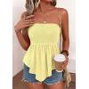 image:imagePRETTYGARDEN Womens Strapless Smocked Tube Tops Summer 2026 Trendy Flowy Peplum Bandeau Shirts Going Out Date Spring ClothesYellow