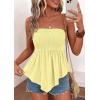 image:imagePRETTYGARDEN Womens Strapless Smocked Tube Tops Summer 2026 Trendy Flowy Peplum Bandeau Shirts Going Out Date Spring ClothesYellow