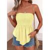 image:imagePRETTYGARDEN Womens Strapless Smocked Tube Tops Summer 2026 Trendy Flowy Peplum Bandeau Shirts Going Out Date Spring ClothesYellow