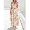 image:imagePRETTYGARDEN Womens Summer Floral Maxi Dresses 2026 Spring Sleeveless Cowl Neck Flowy Beach Vacation Wedding Guest Long DressFloral Apricot