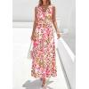 image:imagePRETTYGARDEN Womens Summer Floral Maxi Dresses 2026 Spring Sleeveless Cowl Neck Flowy Beach Vacation Wedding Guest Long DressFloral Apricot Pink