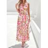 image:imagePRETTYGARDEN Womens Summer Floral Maxi Dresses 2026 Spring Sleeveless Cowl Neck Flowy Beach Vacation Wedding Guest Long DressFloral Apricot Pink