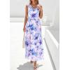image:imagePRETTYGARDEN Womens Summer Floral Maxi Dresses 2026 Spring Sleeveless Cowl Neck Flowy Beach Vacation Wedding Guest Long DressFloral Purple Blue