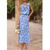 image:imagePRETTYGARDEN Womens Summer Floral Maxi Dresses 2026 Spring Sleeveless Cowl Neck Flowy Beach Vacation Wedding Guest Long DressWhite Blue Flower