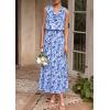 image:imagePRETTYGARDEN Womens Summer Floral Maxi Dresses 2026 Spring Sleeveless Cowl Neck Flowy Beach Vacation Wedding Guest Long DressWhite Blue Flower