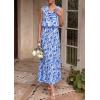 image:imagePRETTYGARDEN Womens Summer Floral Maxi Dresses 2026 Spring Sleeveless Cowl Neck Flowy Beach Vacation Wedding Guest Long DressWhite Blue Flower