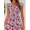 image:imagePRETTYGARDEN Womens Summer Flowy Maxi Dress Casual Cap Sleeve V Neck Smocked Beach SundressFloral Blue Red