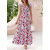 image:imagePRETTYGARDEN Womens Summer Flowy Maxi Dress Casual Cap Sleeve V Neck Smocked Beach SundressFloral Blue Red