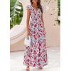 image:imagePRETTYGARDEN Womens Summer Flowy Maxi Dress Casual Cap Sleeve V Neck Smocked Beach SundressFloral Blue Red