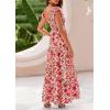 image:imagePRETTYGARDEN Womens Summer Flowy Maxi Dress Casual Cap Sleeve V Neck Smocked Beach SundressFloral Orange Pink Red
