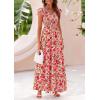 image:imagePRETTYGARDEN Womens Summer Flowy Maxi Dress Casual Cap Sleeve V Neck Smocked Beach SundressFloral Orange Pink Red