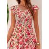 image:imagePRETTYGARDEN Womens Summer Flowy Maxi Dress Casual Cap Sleeve V Neck Smocked Beach SundressFloral Orange Pink Red